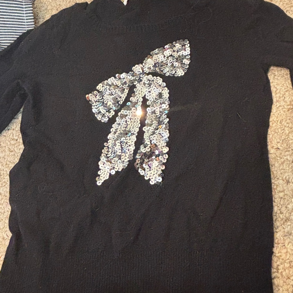 Black Sequin Bow Sweater